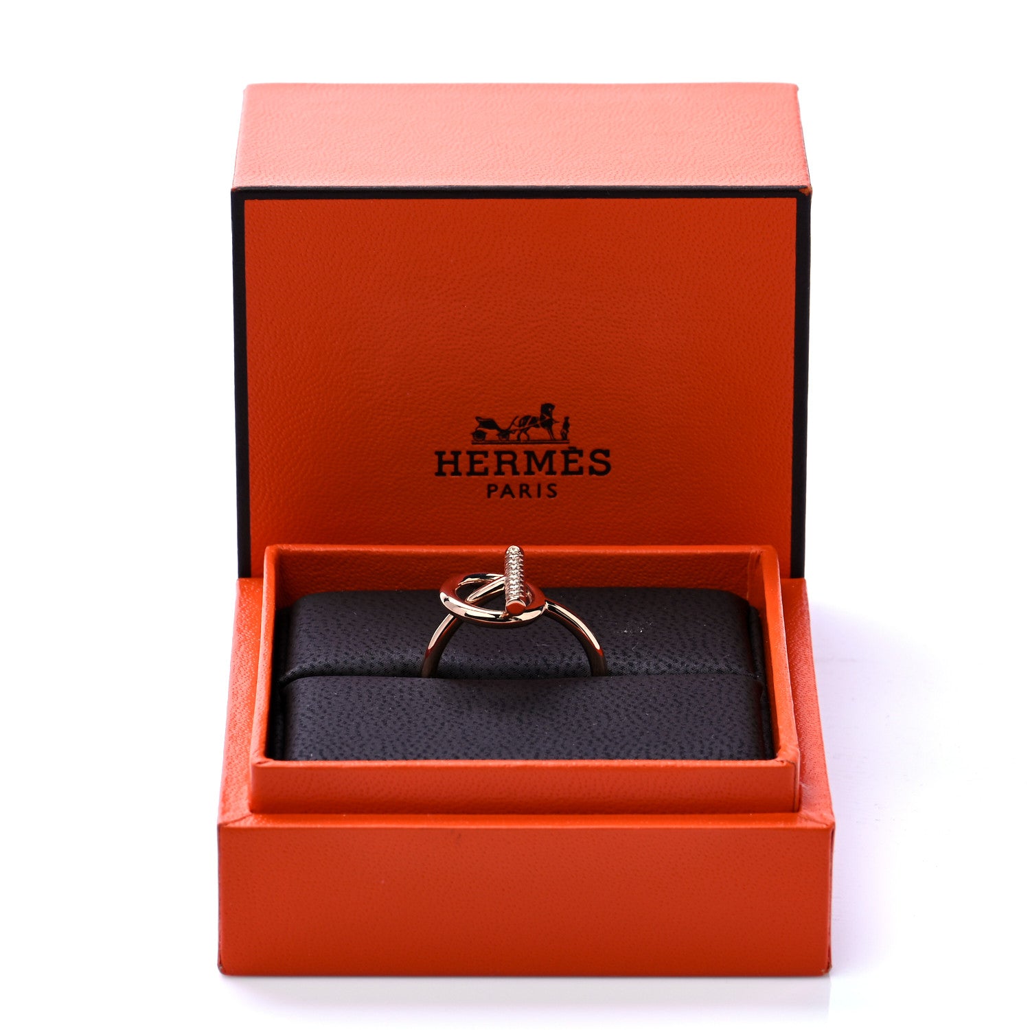 Hermes 18K Rose Gold Diamond PM Echappee Ring 54 6.75 8 of 8