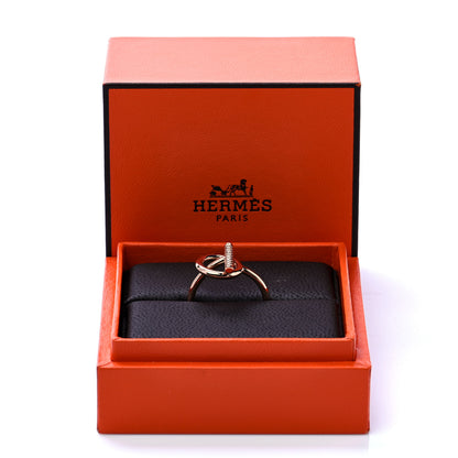 Hermes 18K Rose Gold Diamond PM Echappee Ring 54 6.75 8 of 8