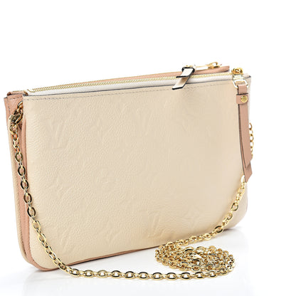 Louis Vuitton Empreinte Double Zip Pochette Beige Rose Creme 2 of 11