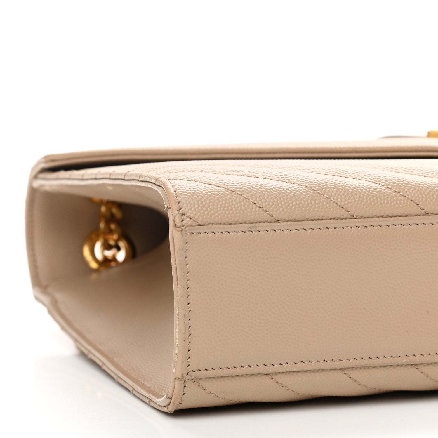 Saint Laurent Grain De Poudre Matelasse Chevron Large Monogram Satchel Dark Beige 9 of 14