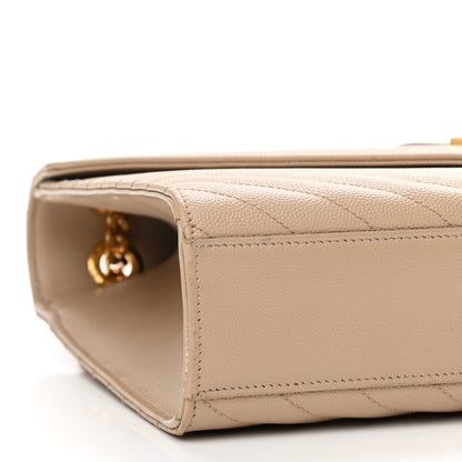 Saint Laurent Grain De Poudre Matelasse Chevron Large Monogram Satchel Dark Beige 9 of 14