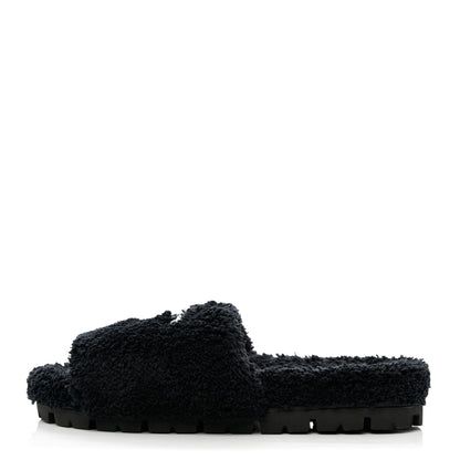Prada Terry Cloth Logo 20mm Slide Sandals 38 Black White 1 of 8