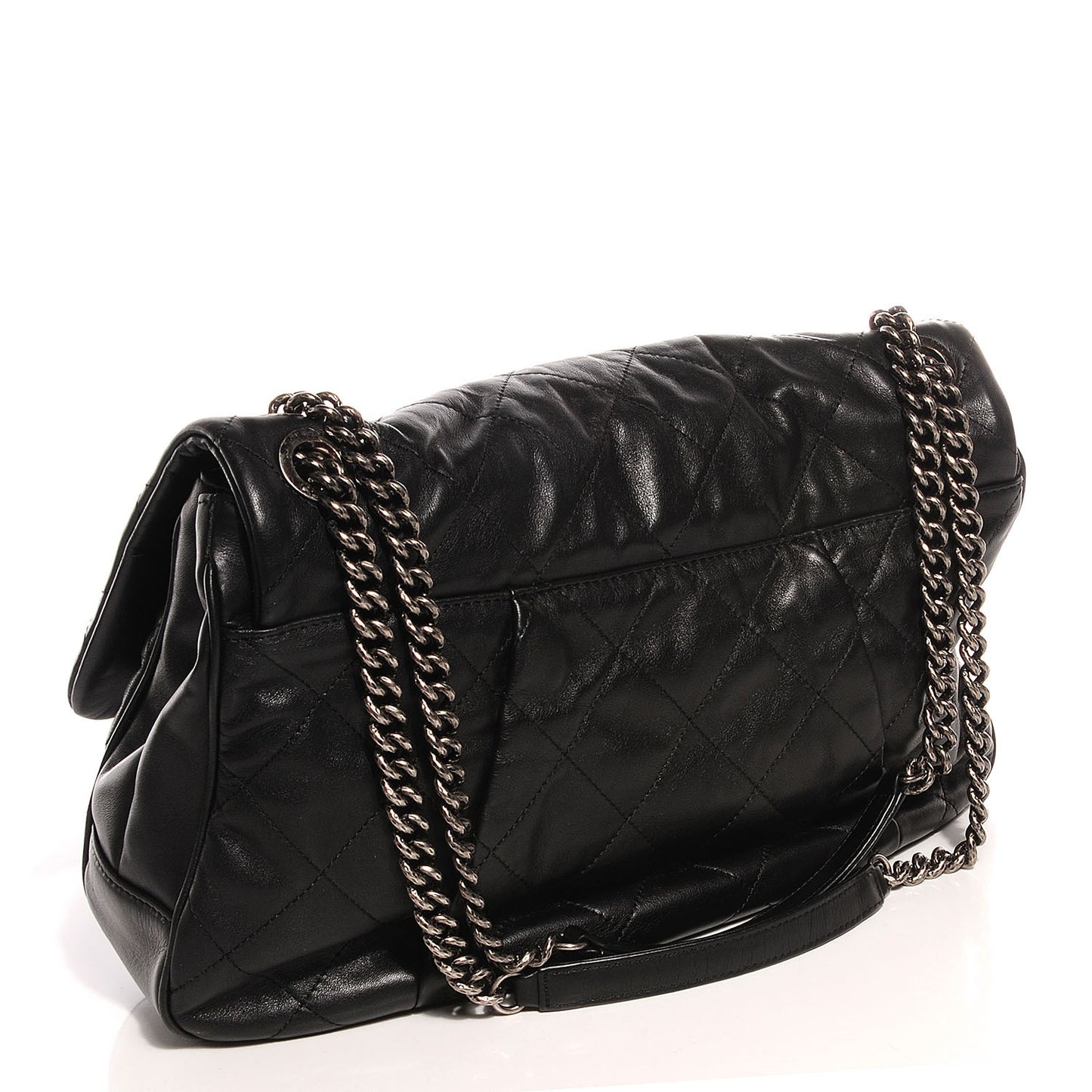 Calfskin Coco Pleats Flap Black