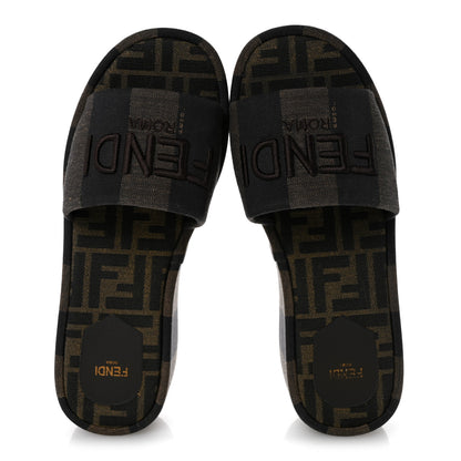 Fendi Jacquard Womens FF Sunshine Flatform Slide Sandals 38.5 Tabacco Black 2 of 11