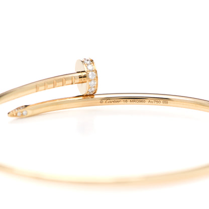 Cartier 18K Yellow Gold Diamond Small Juste Un Clou Bracelet 16 4 of 5