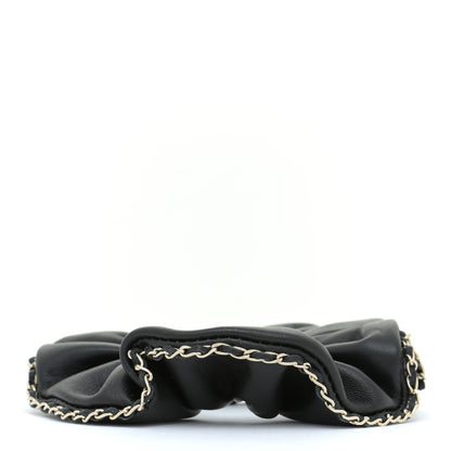 Chanel Lambskin Chain CC Hair Scrunchie Black Gold 4 of 6