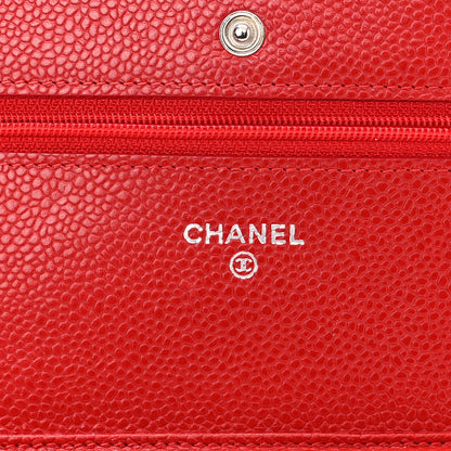 Chanel Caviar Quilted Wallet On Chain WOC Dark Red 6 of 12