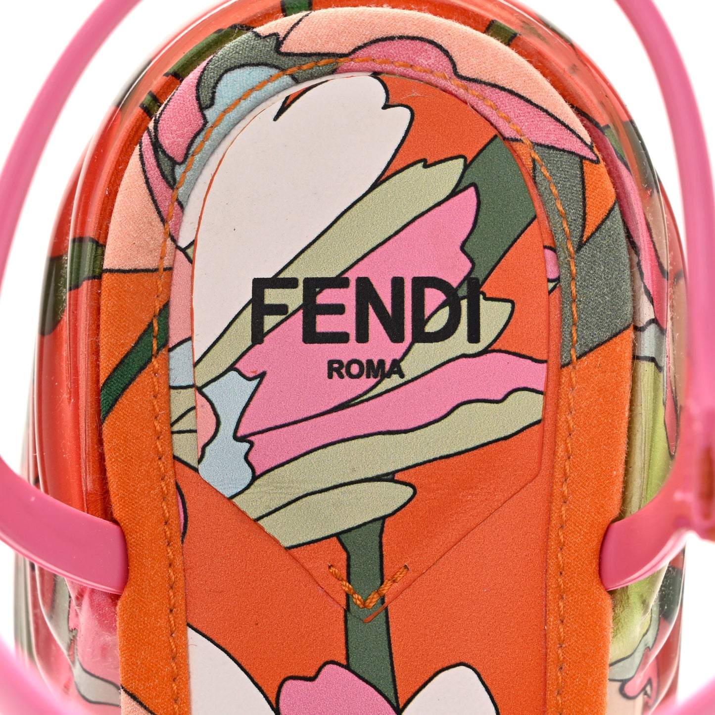 Fabric Calfskin Promenade Slingback Sandals 35 Arancio Multicolor Lipstick