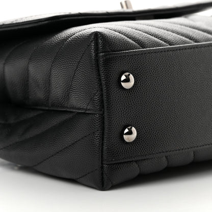 Chanel Caviar Chevron Quilted Mini Coco Handle Flap Black 8 of 11