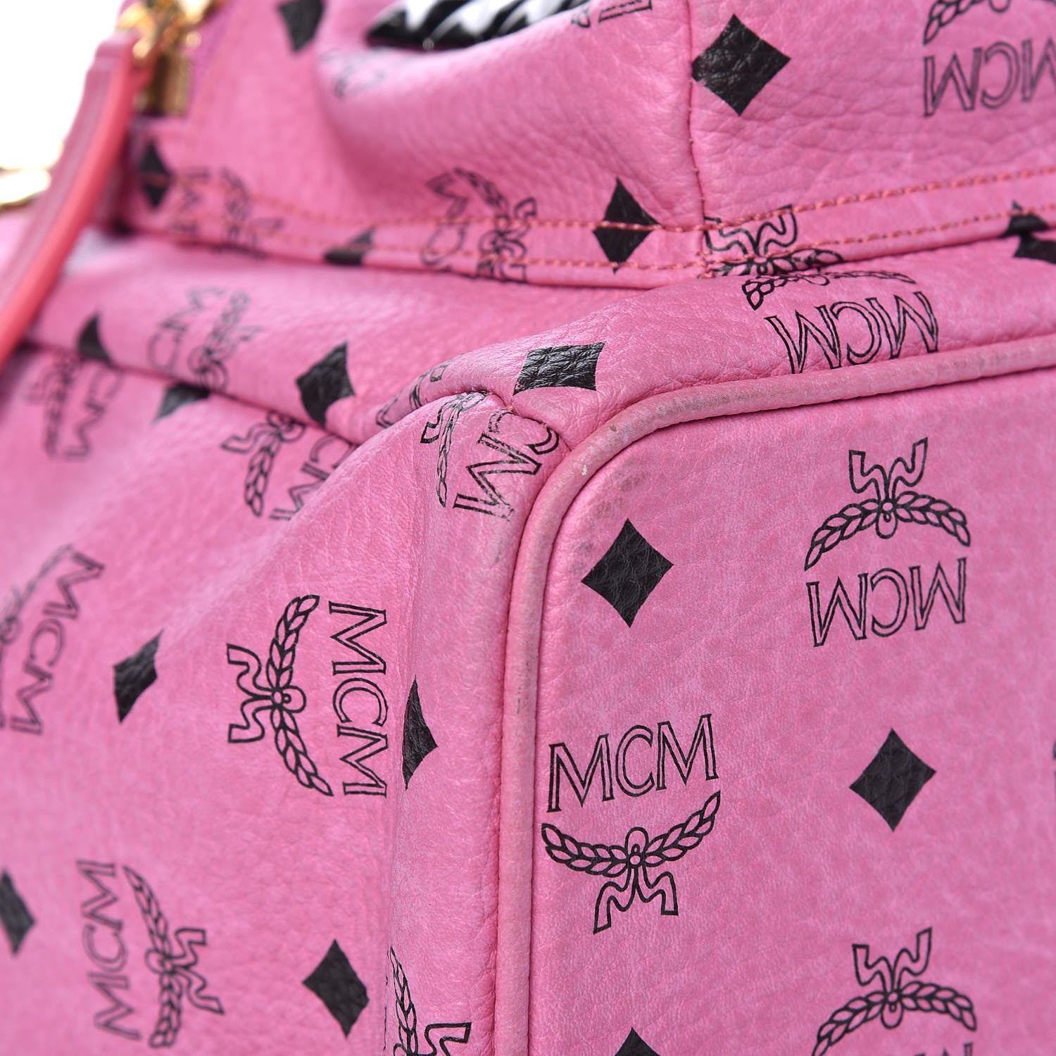 MCM Visetos Studded Medium Stark M Backpack Pink 12 of 13