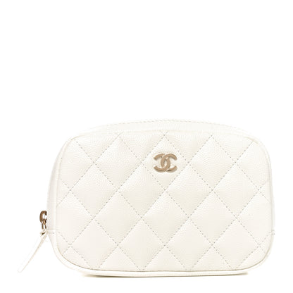 Chanel Caviar Quilted Small Curvy Pouch Cosmetic Case White 1 of 10