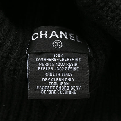 Chanel Cashmere Logo Beanie Hat Black White 5 of 5