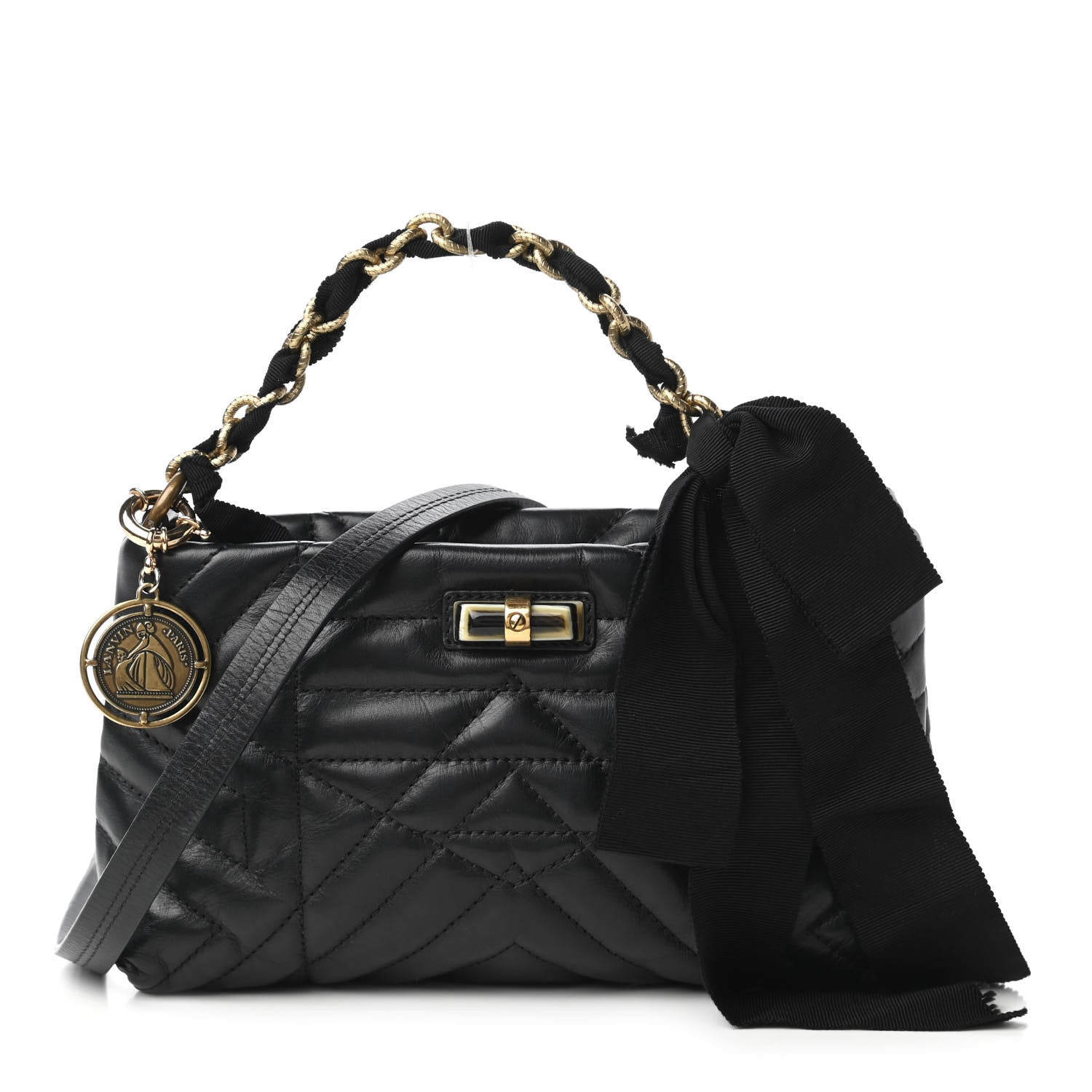 Lanvin Lambskin Quilted Small Happy Shoulder Bag Black 1 of 9
