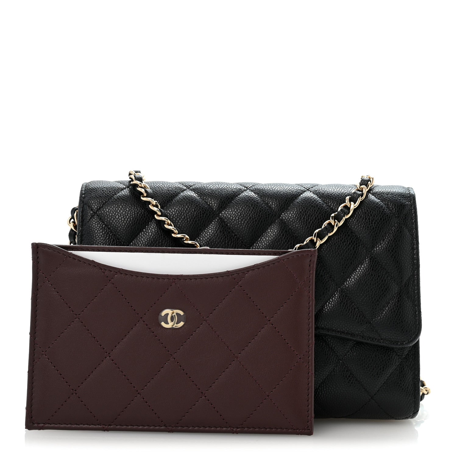 Chanel Caviar Quilted Compact Wallet On Chain WOC Black 3 of 13
