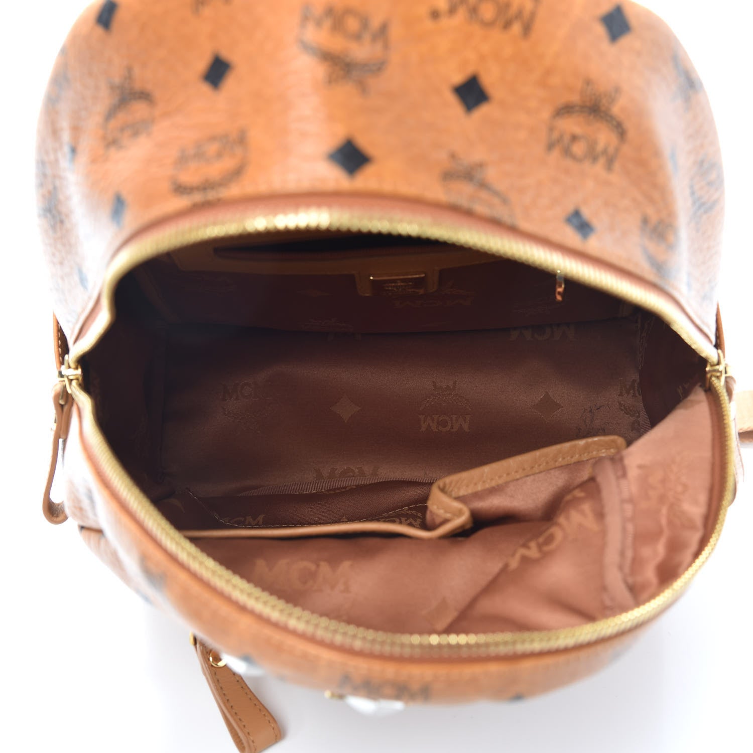 MCM Visetos Small Sprinkle Stud Stark Backpack Cognac 5 of 9