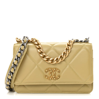 Chanel Lambskin Quilted Chanel 19 Wallet On Chain WOC Light Green 1 of 13