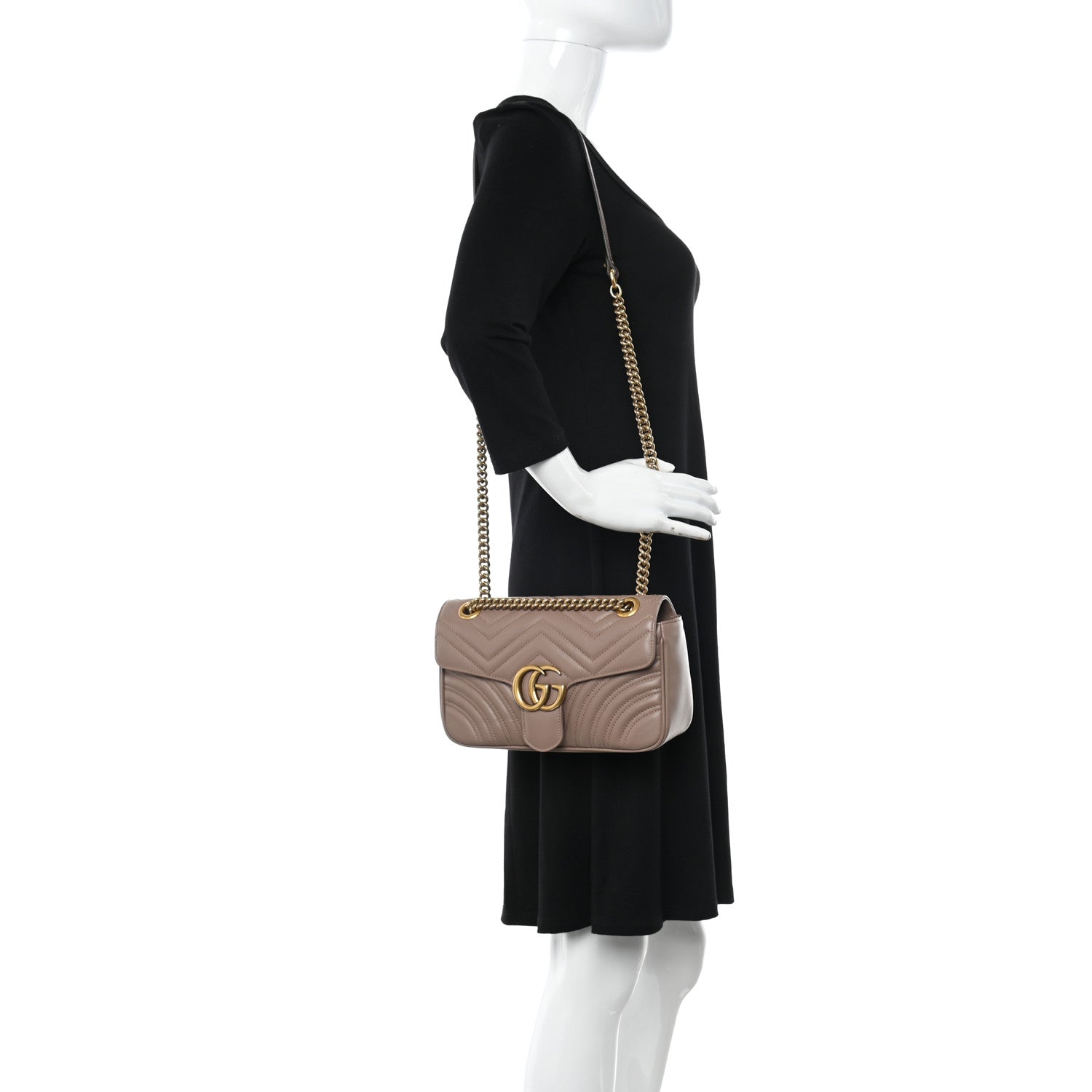 Gucci Calfskin Matelasse Small GG Marmont Shoulder Bag Porcelain Rose 2 of 11