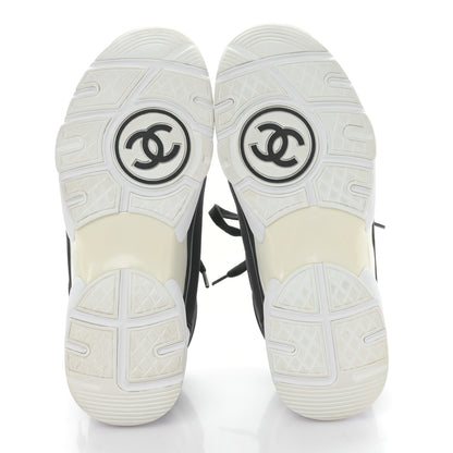 Chanel Lycra Fabric Womens CC Sneakers 38 Black White Pink 4 of 8