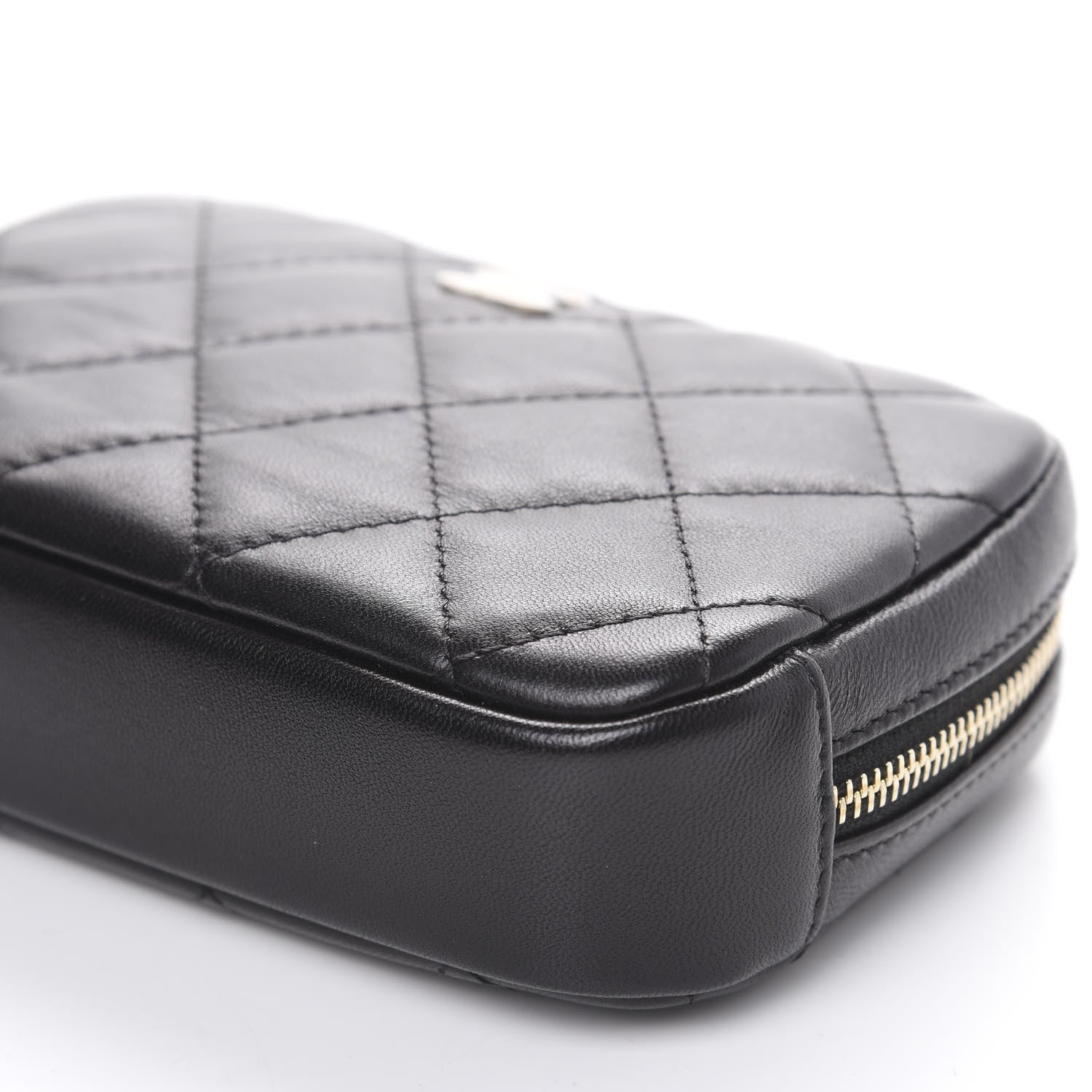 Chanel Lambskin Quilted Small Curvy Pouch Cosmetic Case Black 8 of 9