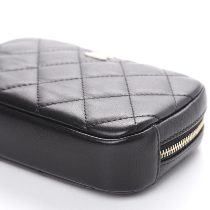 Chanel Lambskin Quilted Small Curvy Pouch Cosmetic Case Black 8 of 9