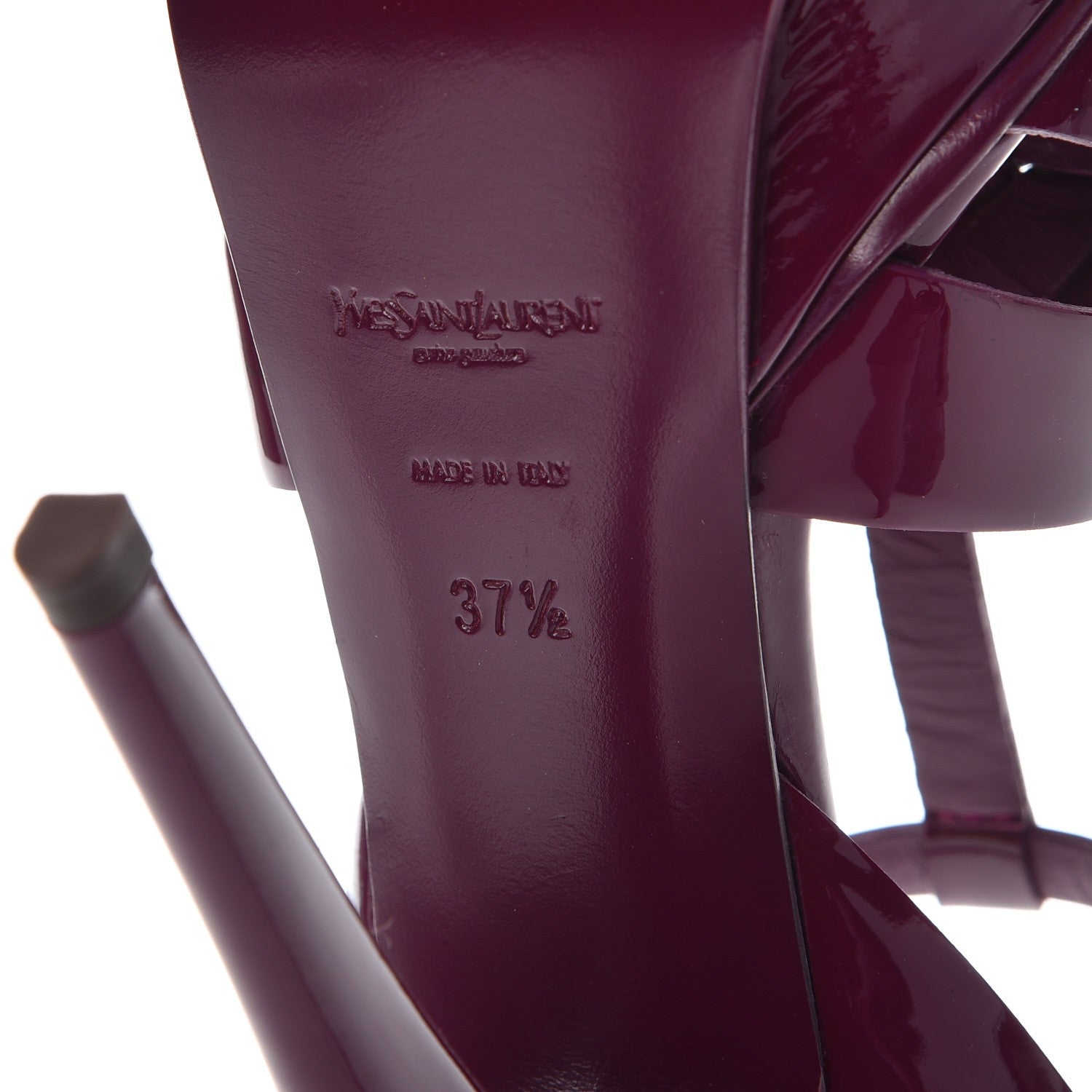 Saint Laurent Patent Tribute 105 Platform Sandals 37.5 Cherry 6 of 15