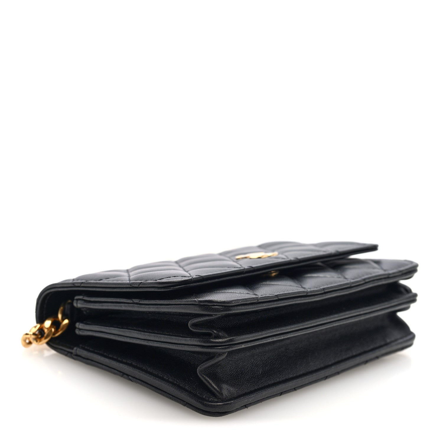 Chanel Lambskin Quilted CC Pearl Enamel Clutch on Chain WOC Black 4 of 10