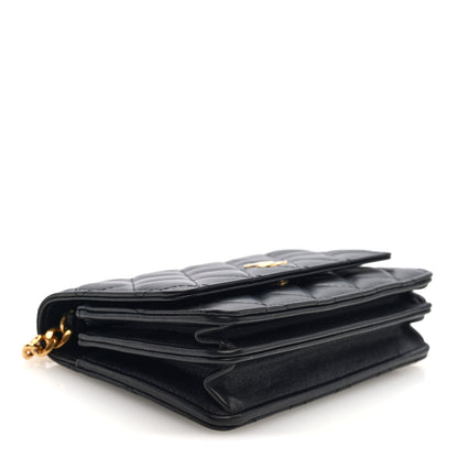 Chanel Lambskin Quilted CC Pearl Enamel Clutch on Chain WOC Black 4 of 10