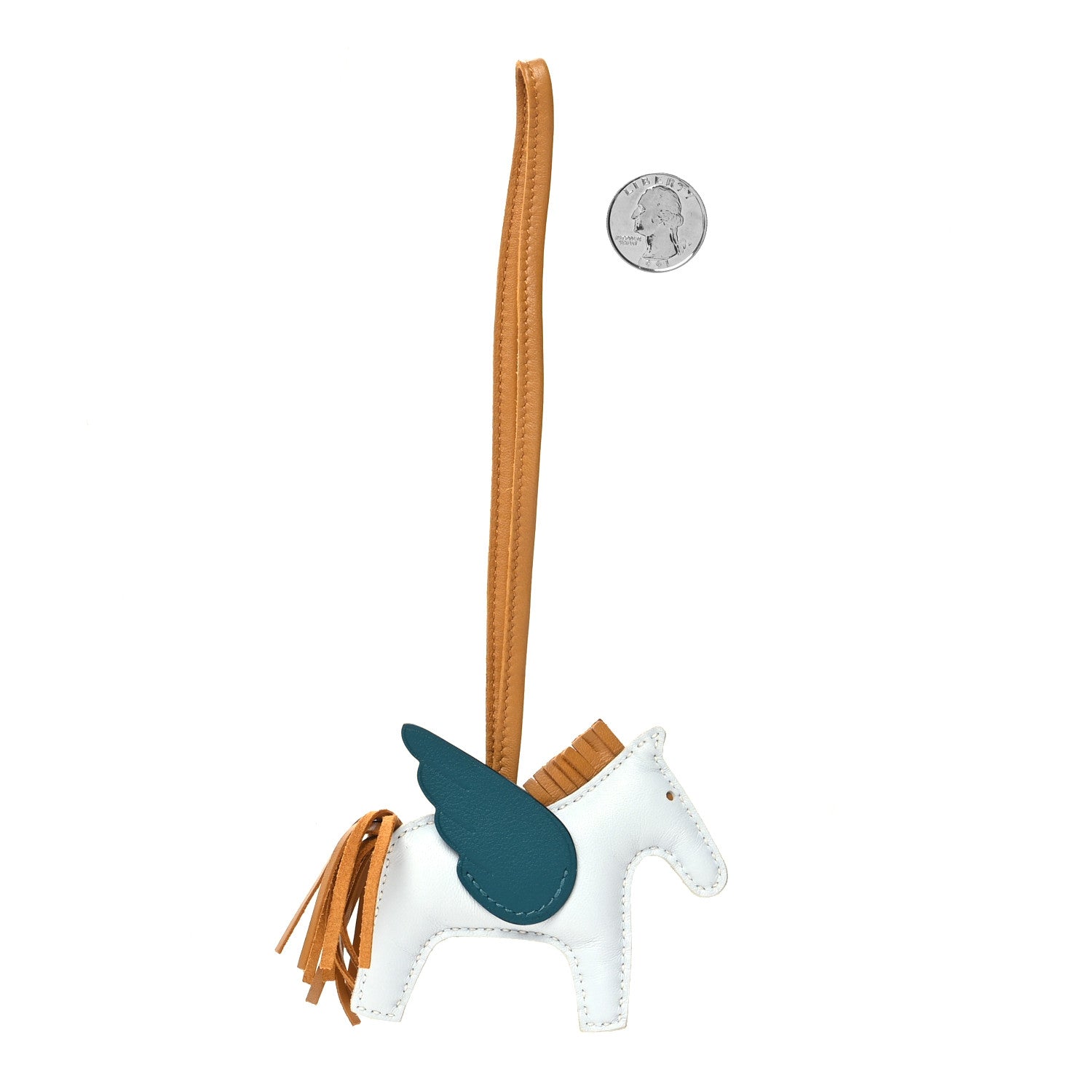 Hermes Milo Lambskin Grigri Rodeo Pegase Horse Bag Charm PM Bleu Brume Sesame Vert Bosphore 2 of 4