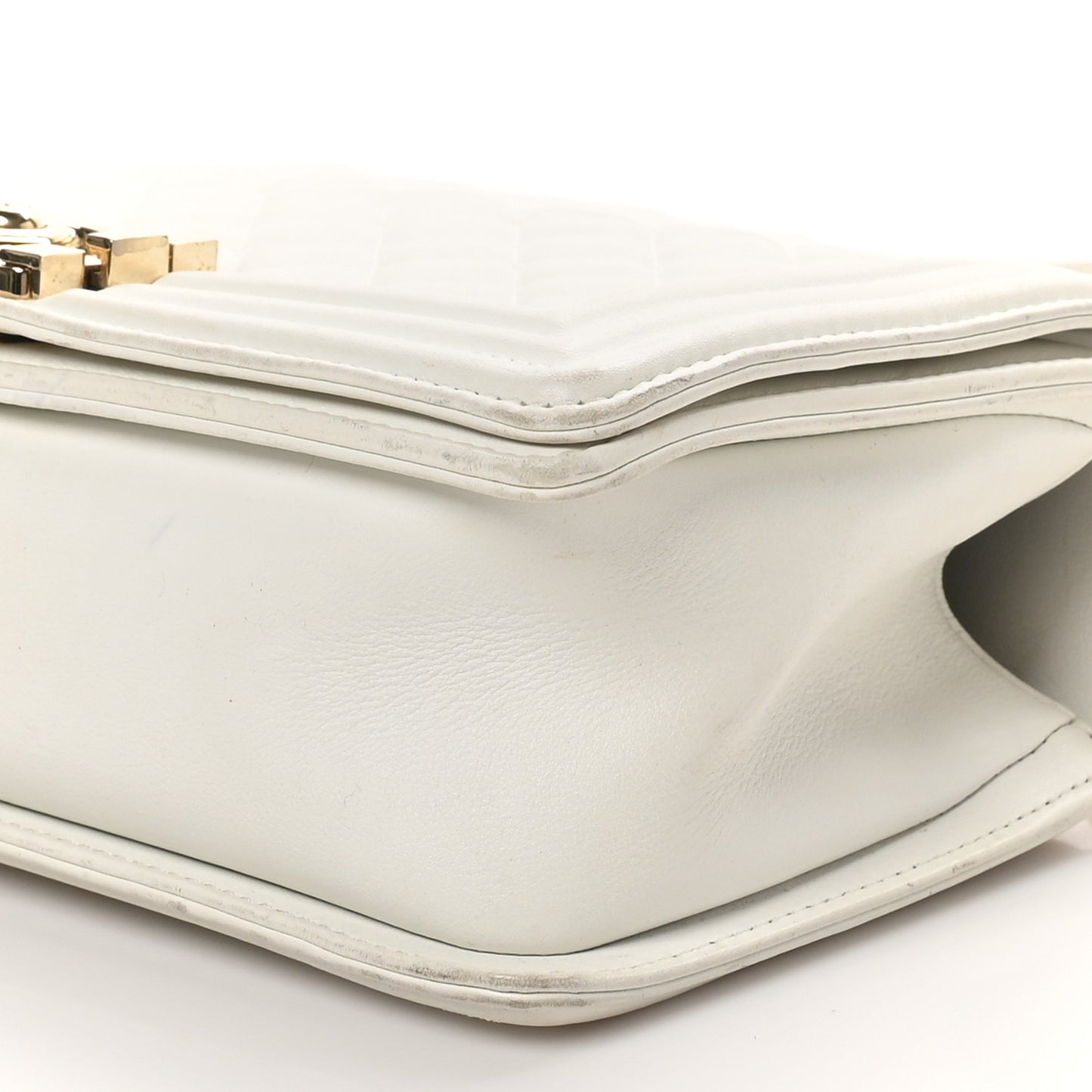 Lambskin Quilted Medium Boy Flap White