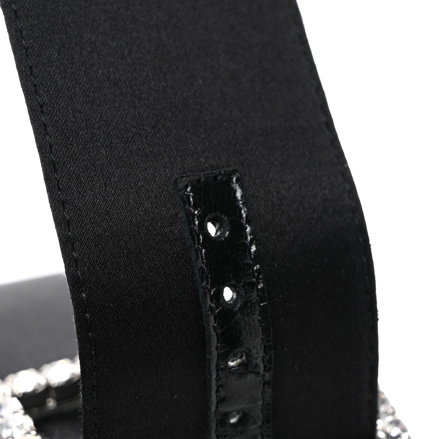 Crepe Satin Crystal Buckle Claude 110 Slingback Pumps 38.5 Black