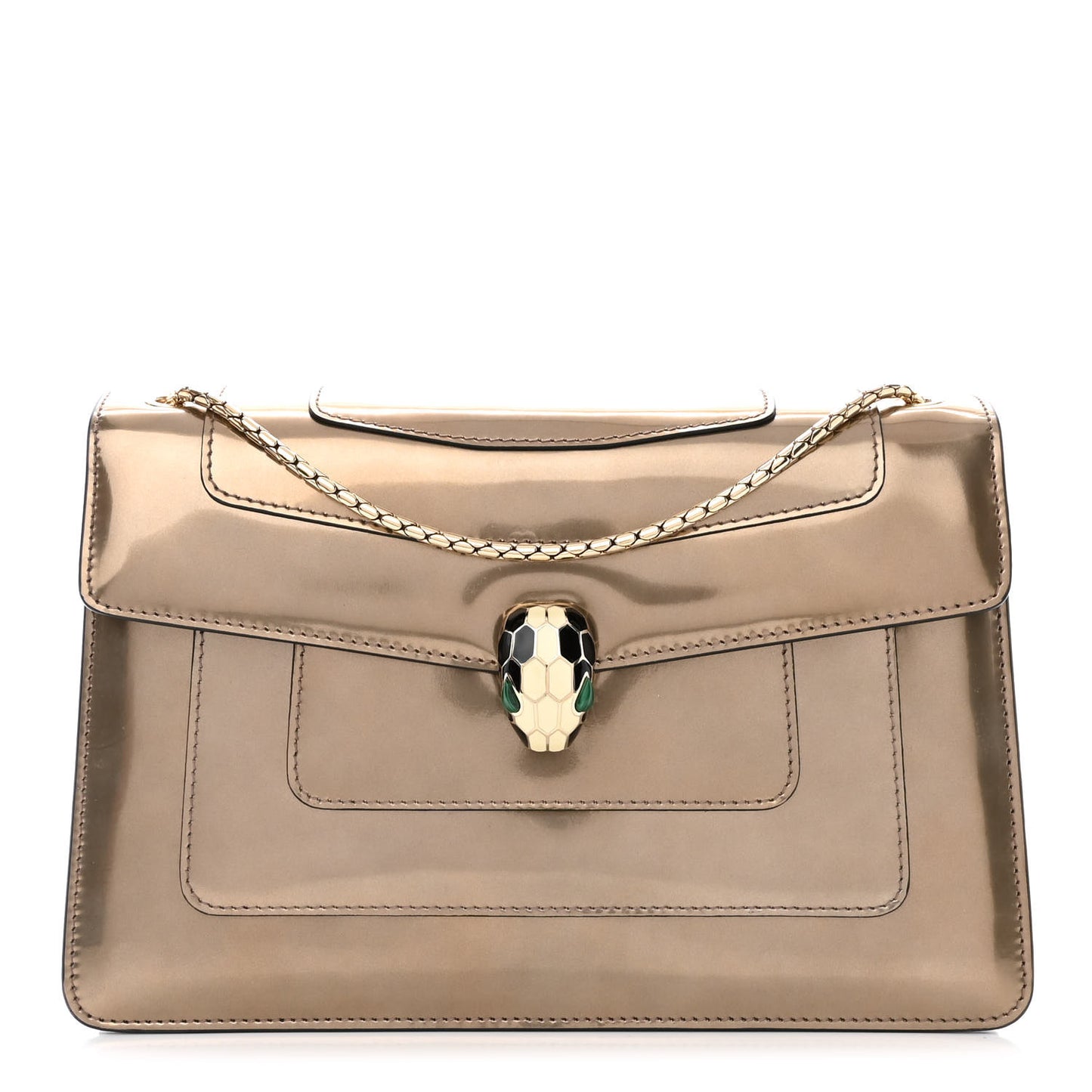 Metallic Calfskin Serpenti Forever Crossbody Bag Bronze
