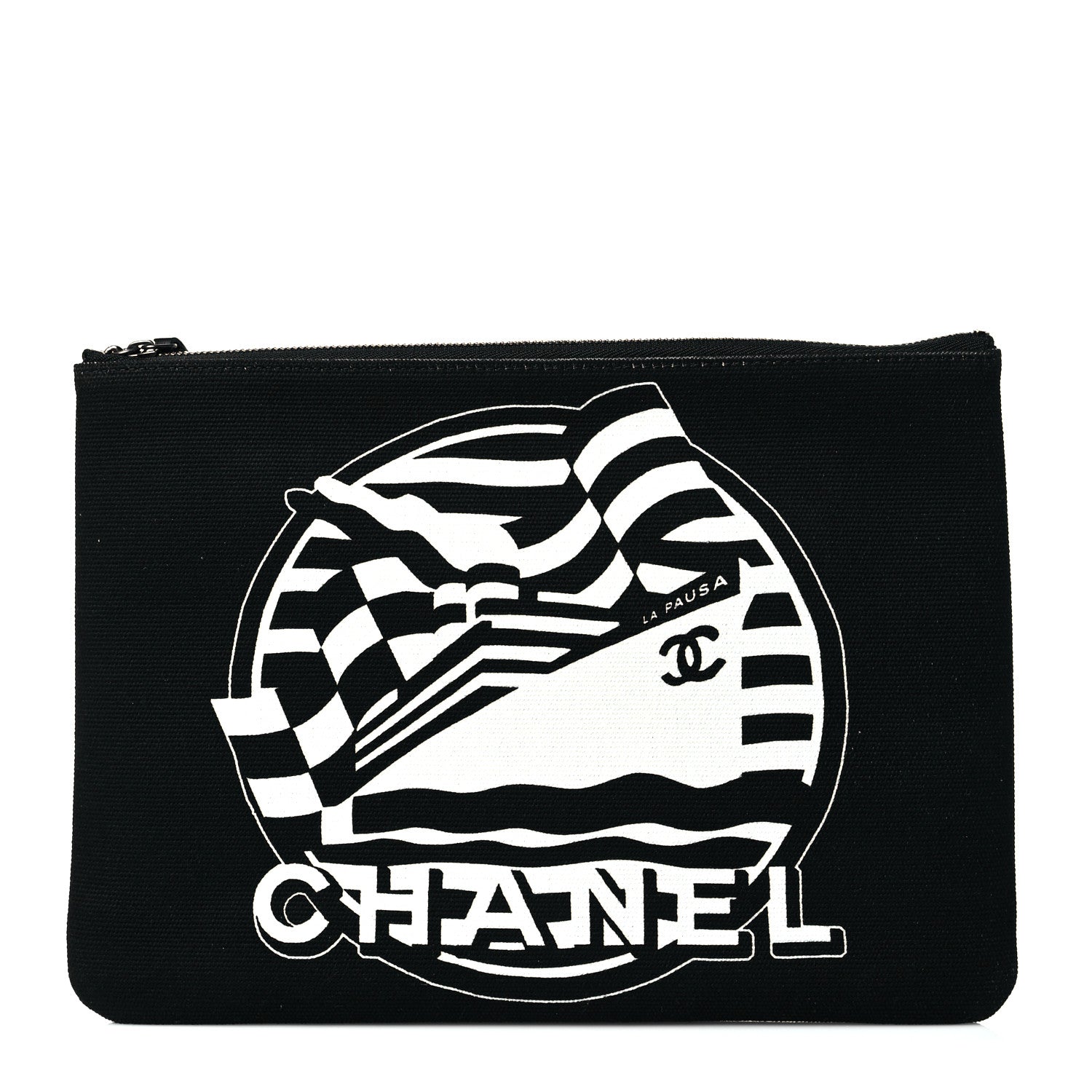 Chanel Canvas La Pausa Large Cosmetic Case Black 1 of 11