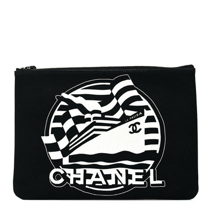 Chanel Canvas La Pausa Large Cosmetic Case Black 1 of 11