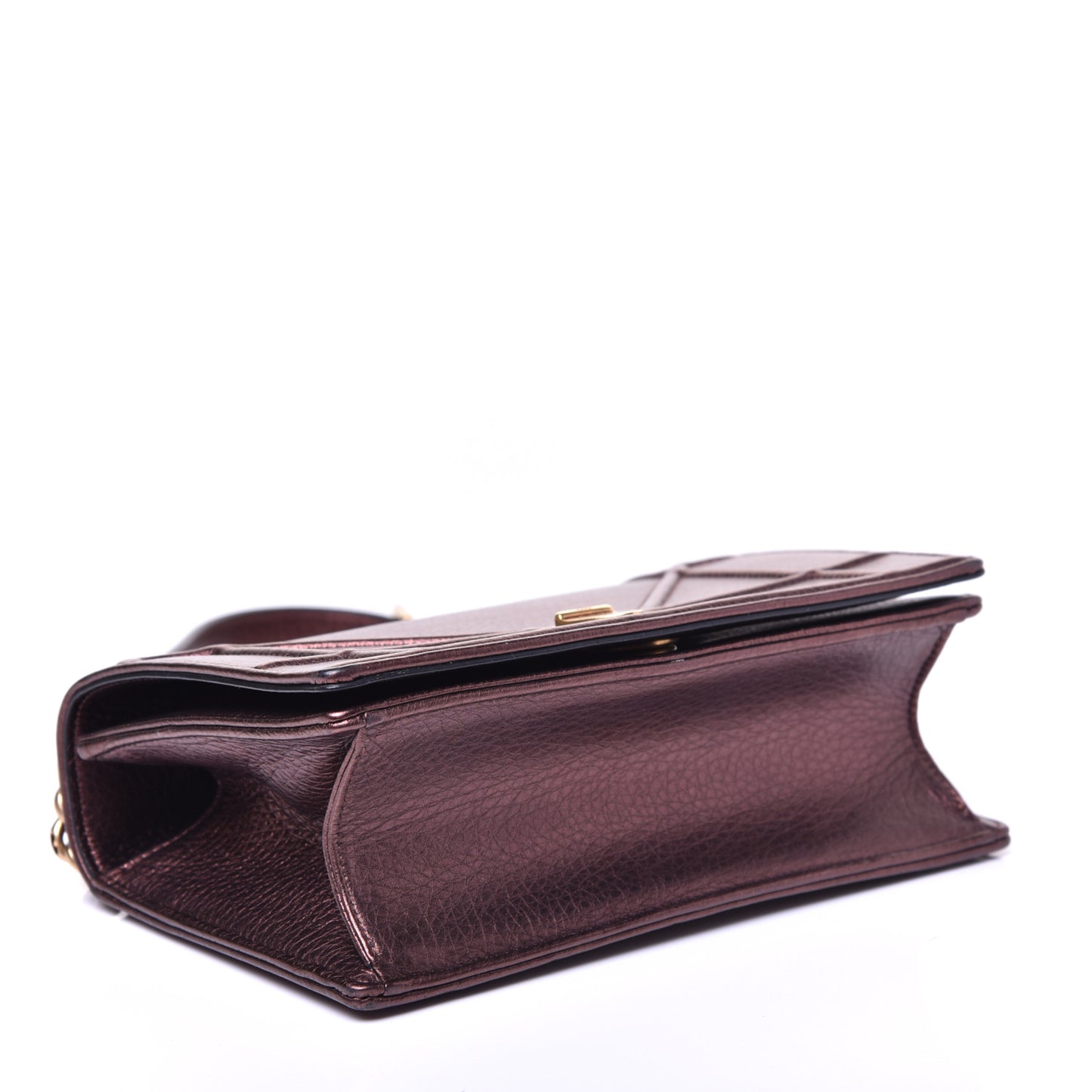 Metallic Grained Calfskin Small Diorama Flap Bag Noisette