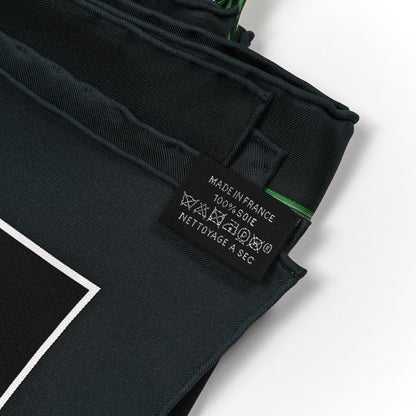 Hermes Silk Lift Profile Scarf 90 Vert Black Gris 3 of 5