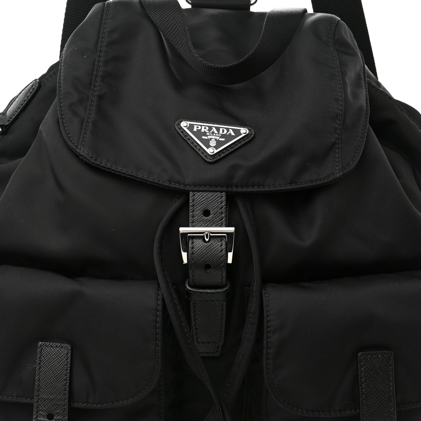 Tessuto Nylon Saffiano Medium Backpack Black