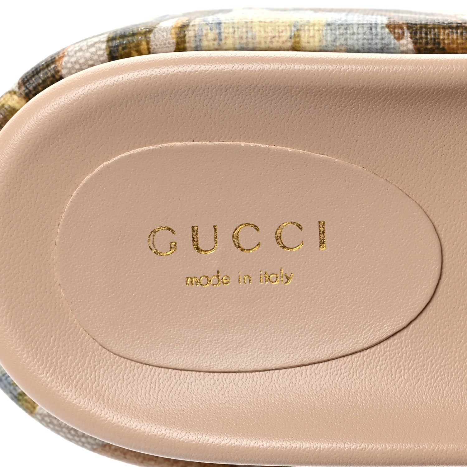 Gucci GG Supreme Monogram Water Flora Angelina Platform Slide Sandals 37.5 Beige White Multicolor 7 of 8