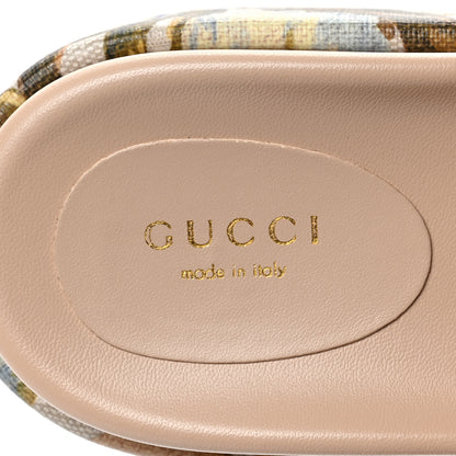 Gucci GG Supreme Monogram Water Flora Angelina Platform Slide Sandals 37.5 Beige White Multicolor 7 of 8