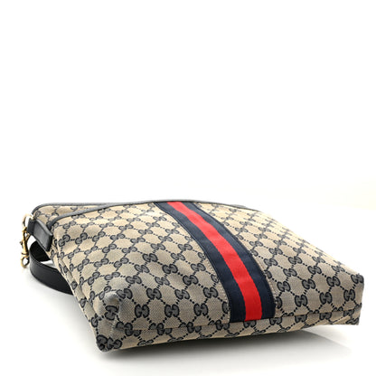 Gucci GG Supreme Monogram Web Flat Messenger Bag Navy 4 of 10