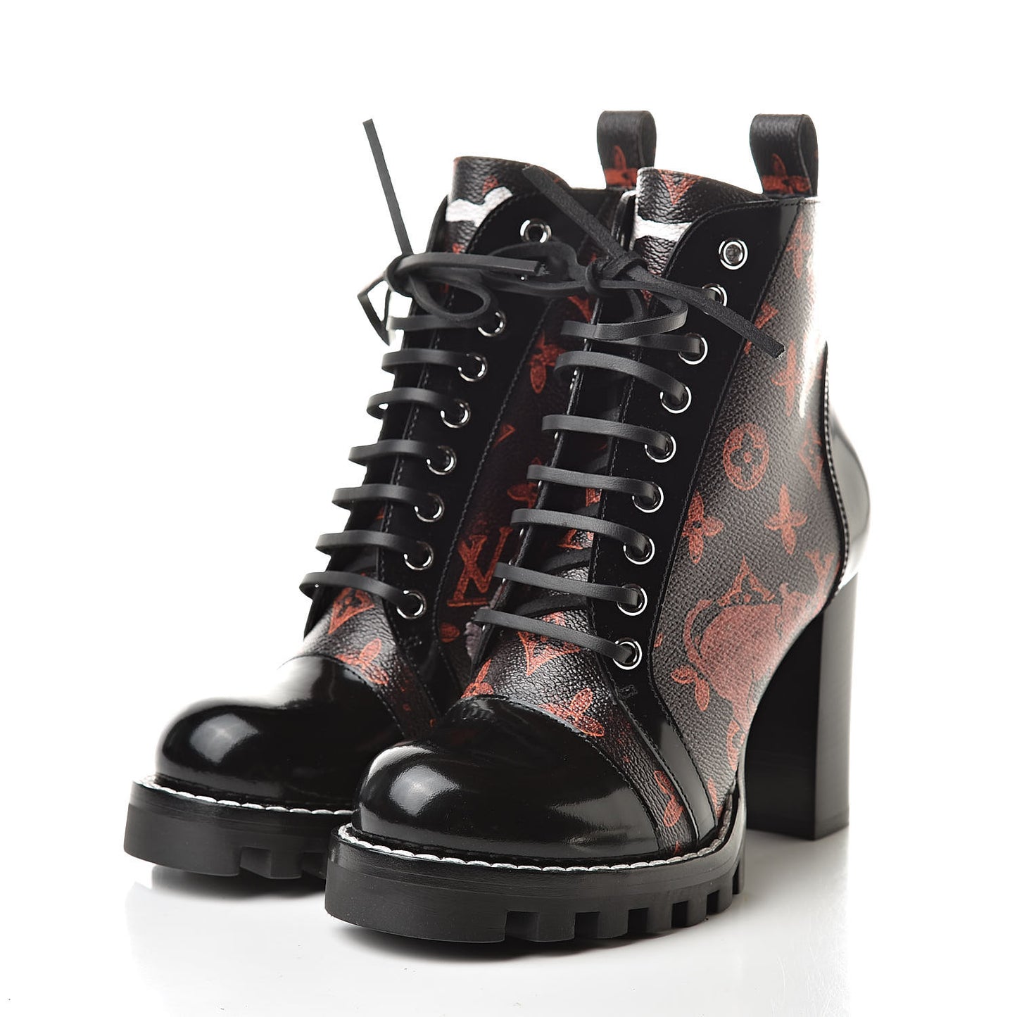 Patent Calfskin Catogram Star Trail Ankle Boots 37 Black Marron