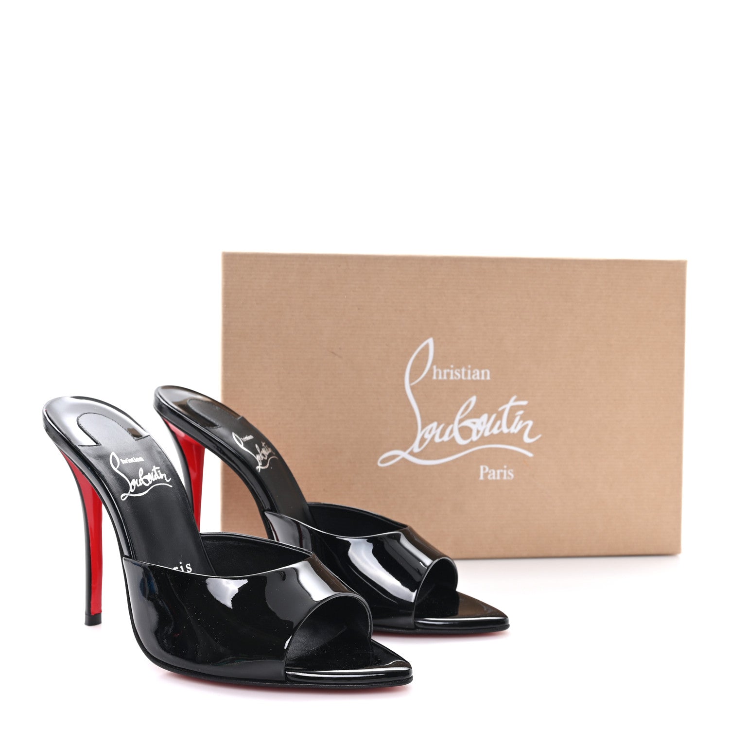 Christian Louboutin Patent Miss Z 100 Mule 37 Black 1812595
