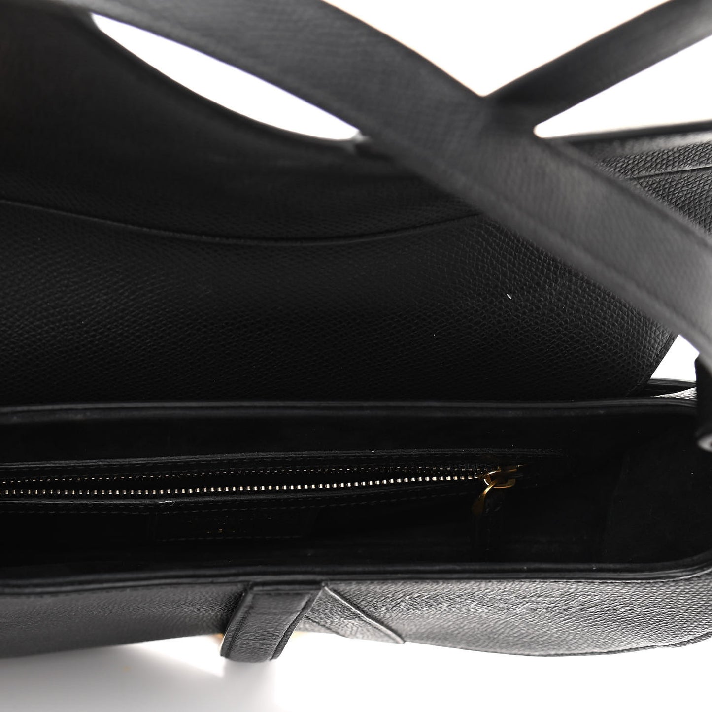 Grained Calfskin Saddle Bag Black