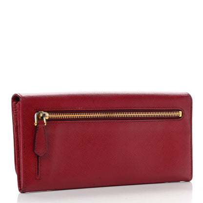 Prada Saffiano Metal Continental Flap Wallet Fuoco 3 of 14