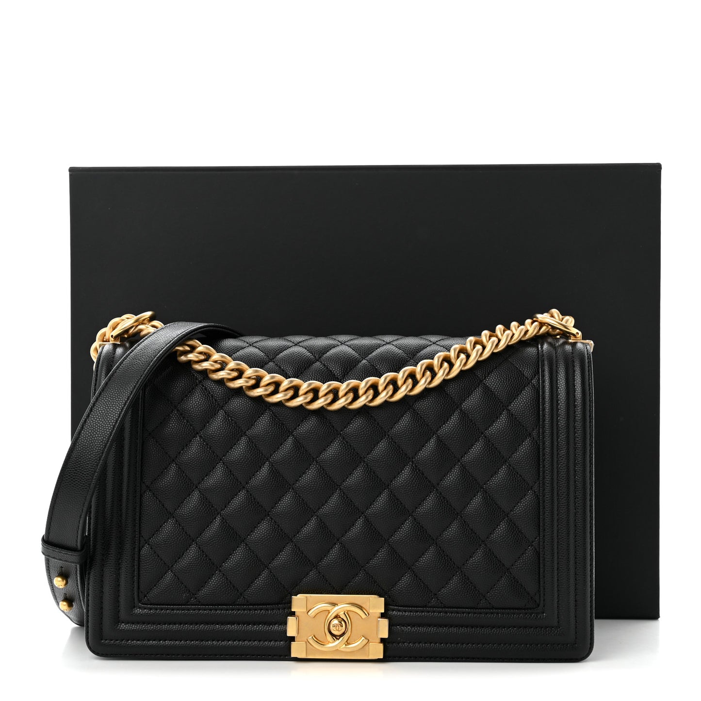 Caviar Quilted New Medium Boy Flap Black Black