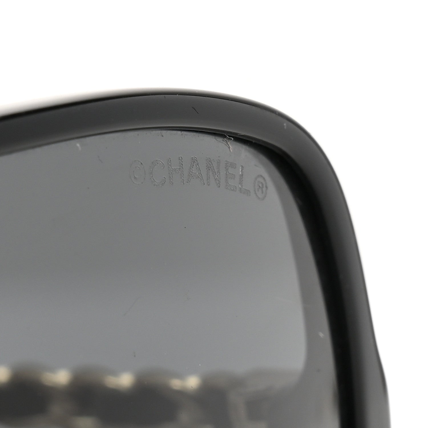 Chanel Acetate Metal Calfskin Square Chain Sunglasses 5210-Q Black Gray 5 of 6
