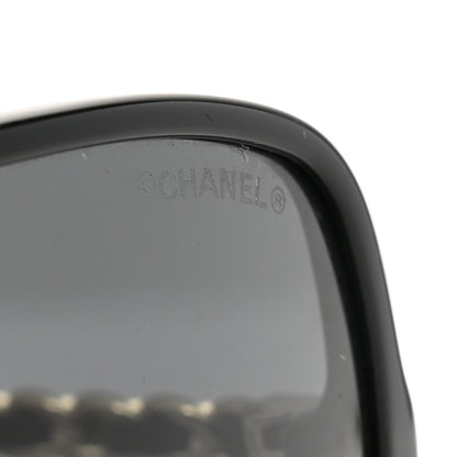 Chanel Acetate Metal Calfskin Square Chain Sunglasses 5210-Q Black Gray 5 of 6