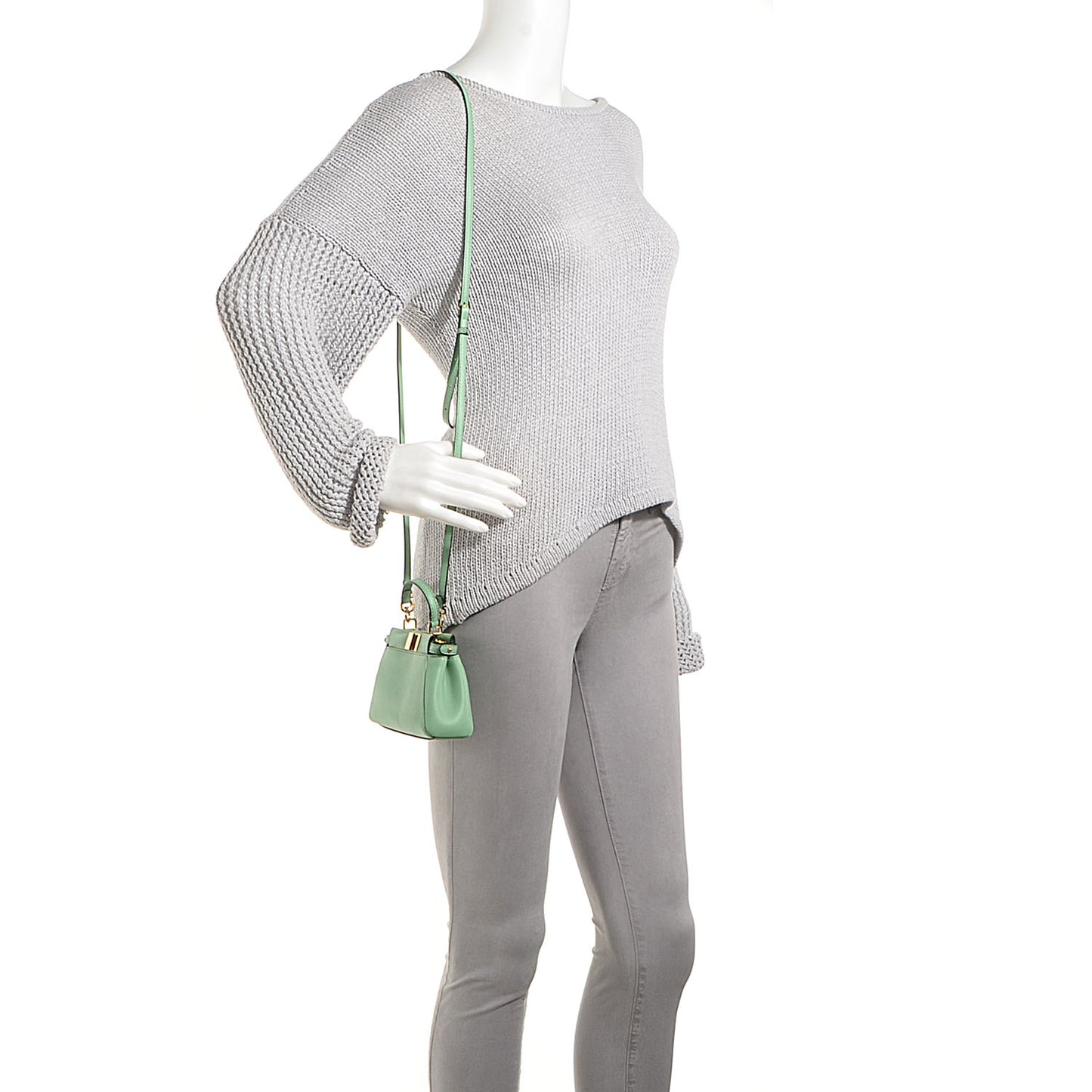 Shiny Nappa Micro Peekaboo Iconic Satchel Verde Acqua