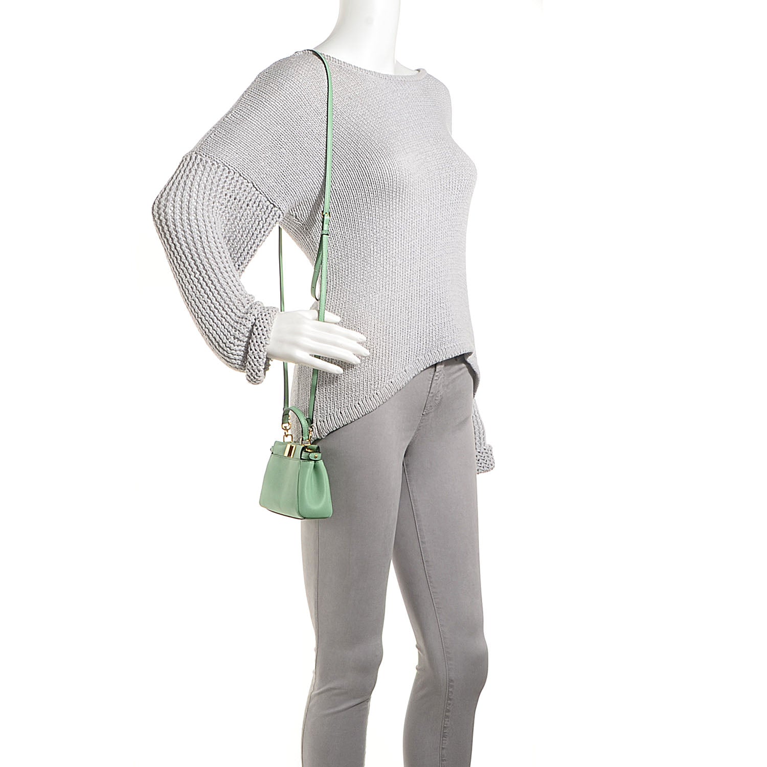 Fendi Shiny Nappa Micro Peekaboo Iconic Satchel Verde Acqua 2 of 8
