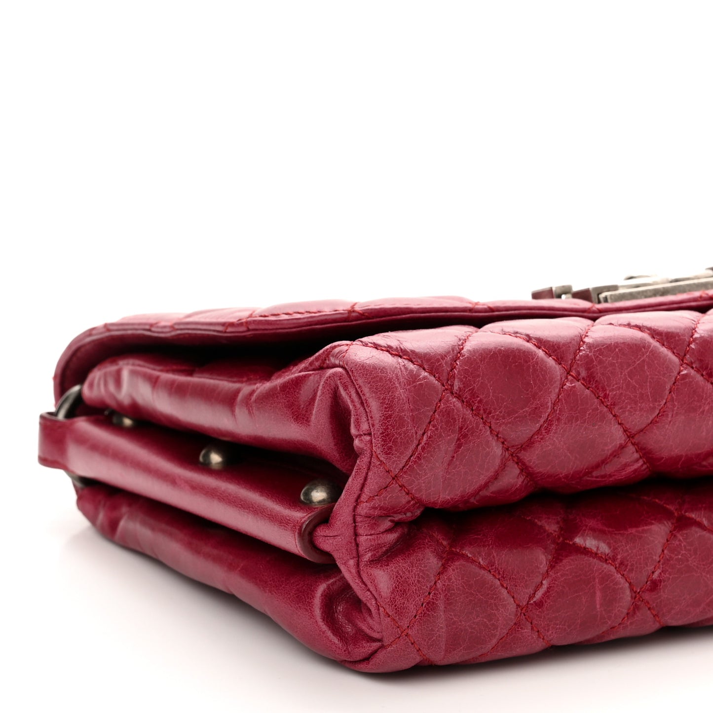 Glazed Calfskin Quilted Soft Boy Flap Red