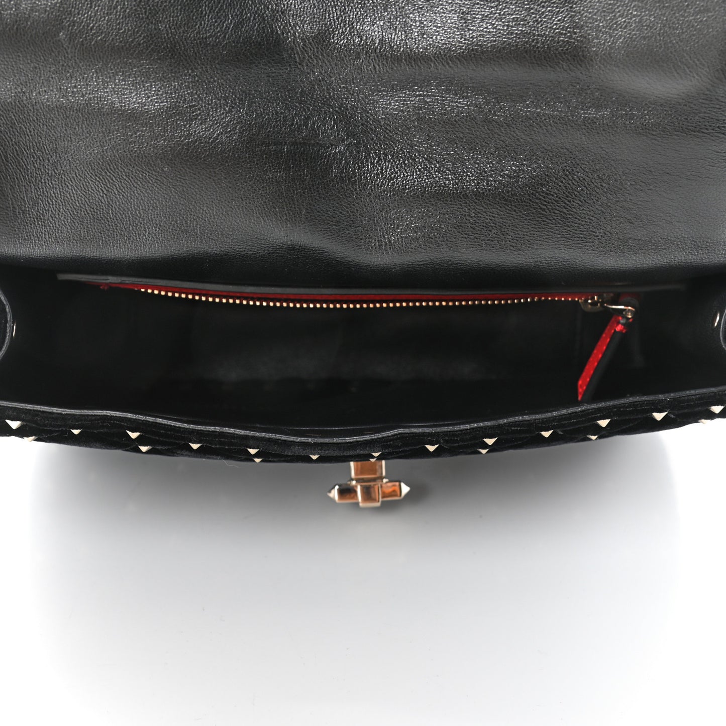Velvet Medium Rockstud Spike Shoulder Bag Black